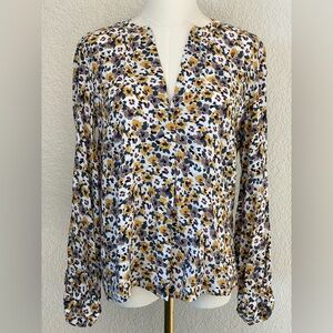 Loft women’s floral long sleeve blouse NWT